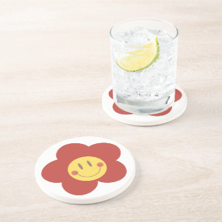 Dessous De Verre En Grès Jolie fleur souriante Rétro esthétique Visage heur
