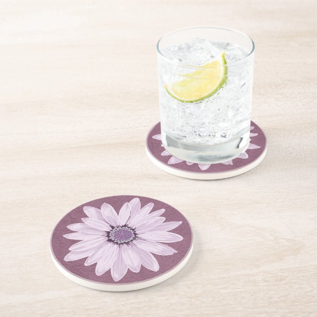 Dessous De Verre En Grès Jolie tête de fleur Lilac sur violet (Côté)