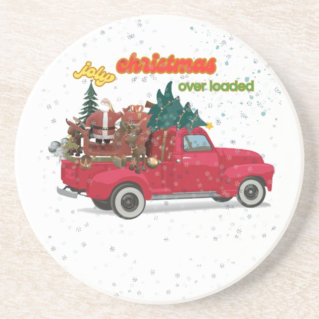 Dessous De Verre En Grès Jolly Christmas Overloaded Truck (Devant)