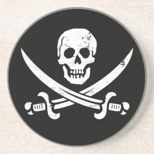 Dessous De Verre En Grès Jolly roger de drapeau de pirate de John Rackham