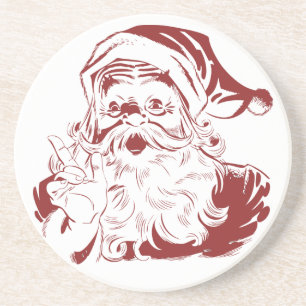 Dessous De Verre En Grès Jolly Santa Claus dans Red Fun Retro Joyeux Noël