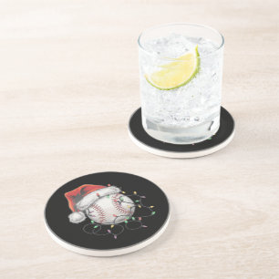 Dessous De Verre En Grès Joueur de baseball de Noël de père Noël Sports