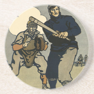 Dessous De Verre En Grès Joueurs de baseball sportifs vintage, art stylisé