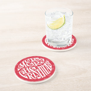 Dessous De Verre En Grès Joyeuse typographie de Noël Joyeux voeux