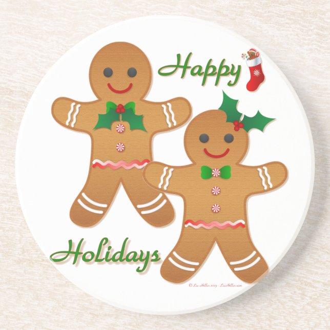 Dessous De Verre En Grès Joyeuses vacances Gingerbread Homme garçon fille (Devant)