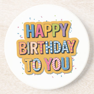 Dessous De Verre En Grès Joyeux anniversaire à motifs