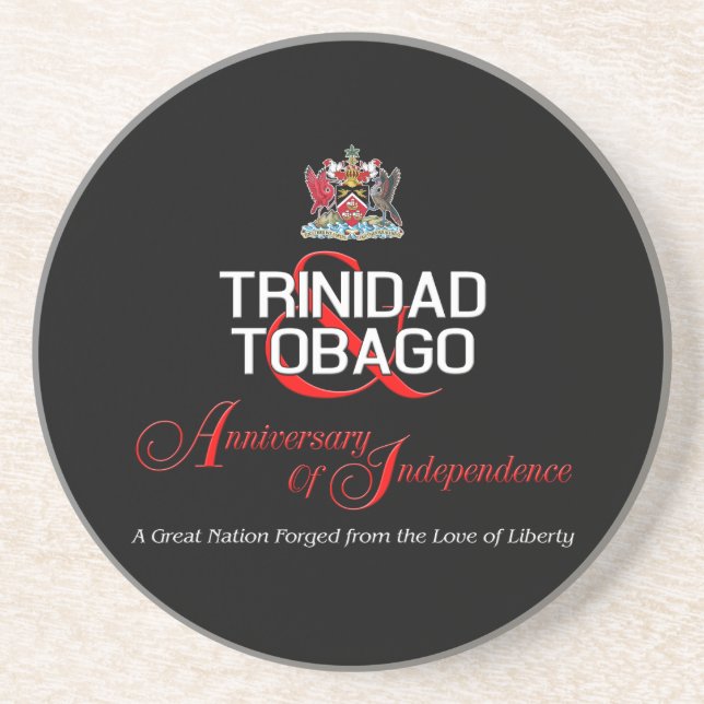 Dessous De Verre En Grès Joyeux anniversaire de l'indépendance T&T (Devant)
