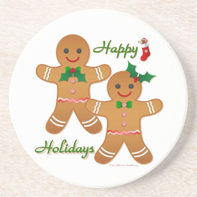 Dessous De Verre En Grès Joyeux Gingerbread Homme Garçon Girl (Devant)