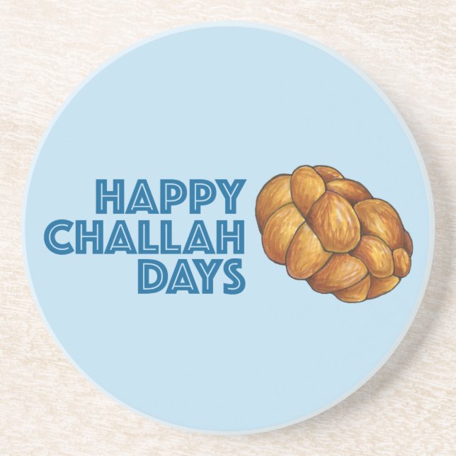 Dessous De Verre En Grès Joyeux Jours de Challah Pain de fête juive Hanoukk (Devant)