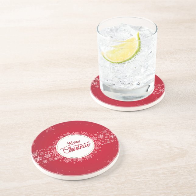 Dessous De Verre En Grès Joyeux Noël hiver Festivals rouges (Côté)