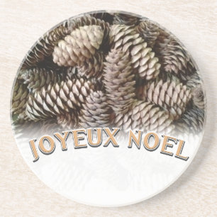 Dessous De Verre En Grès Joyeux Noel Noël Pine Cône de Noël
