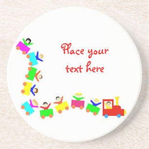 Dessous De Verre En Grès Joyeux Train pour enfants