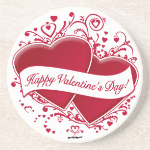Dessous De Verre En Grès Joyeux Valentine ! Red Hearts