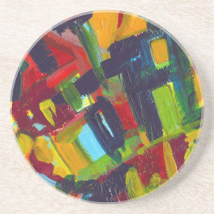 Dessous De Verre En Grès Kandinsky '304' Peinture Abstraite colorée