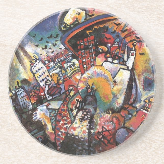 Dessous De Verre En Grès Kandinsky Moscou I Cityscape peinture Abstraite (Devant)