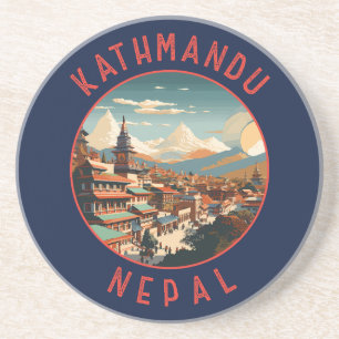 Dessous De Verre En Grès Kathmandu Nepal Cercle en détresse rétro