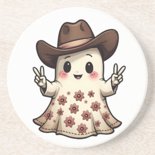 Dessous De Verre En Grès Kawaii Japonais Pastel Cowboy Ghost Halloween