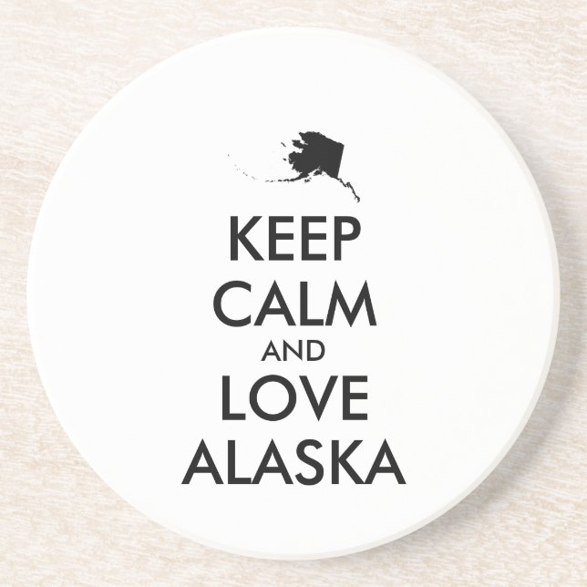 Dessous De Verre En Grès KEEP CALM et LOVE ALASKA (Devant)