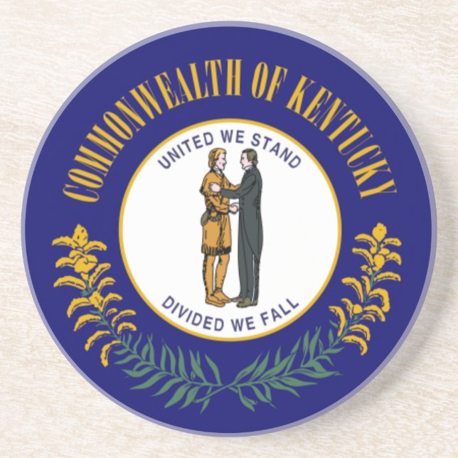 Dessous De Verre En Grès Kentucky : Drapeau d'État américain du Commonwealt (Devant)