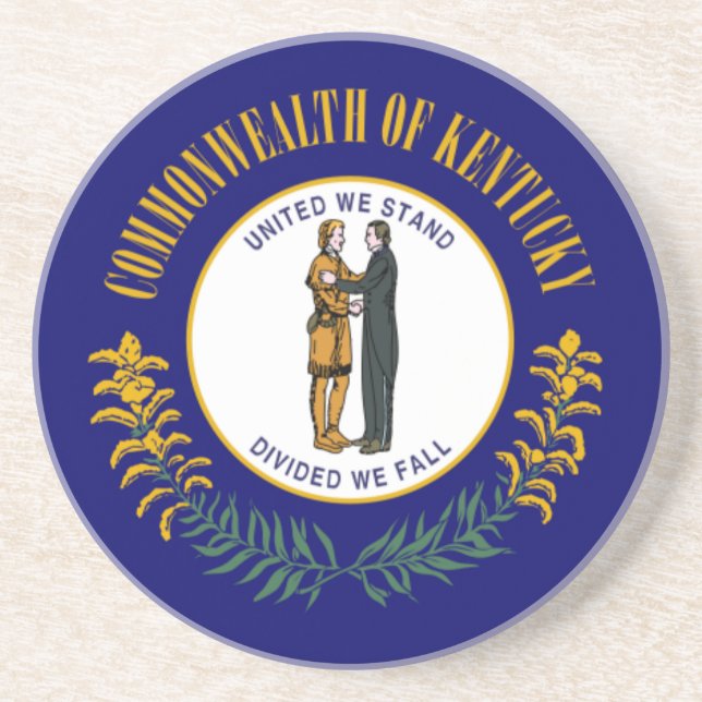 Dessous De Verre En Grès Kentucky : Drapeau d'État américain du Commonwealt (Devant)