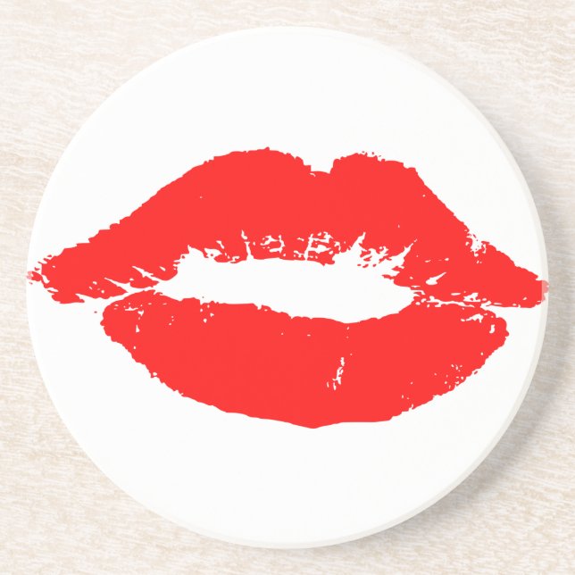 Dessous De Verre En Grès Kiss Lips Red Lipstick Losion Passion Valentine (Devant)