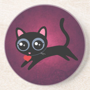 Dessous De Verre En Grès Kitty Cat Heart Thief Cute Cadeau pour fille