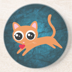 Dessous De Verre En Grès Kitty Chat Coeur Thief Mignonne Cadeau pour fille