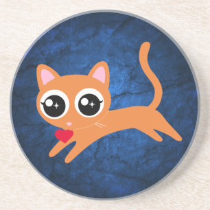 Dessous De Verre En Grès Kitty Chat Coeur Thief Mignonne Cadeau pour fille
