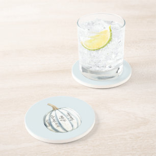 Dessous De Verre En Grès La beauté de la citrouille blanche bleu clair est