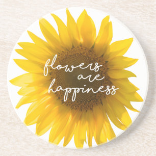 Dessous De Verre En Grès La citation "fleurs de tournesol sont bonheur "