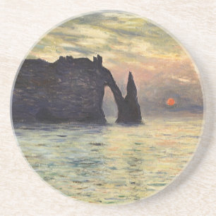 Dessous De Verre En Grès La Falaise d'Étretat, soleil couchant de Claude Mo
