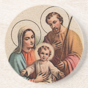 Dessous De Verre En Grès La famille sainte - Jésus, Mary, et Joseph