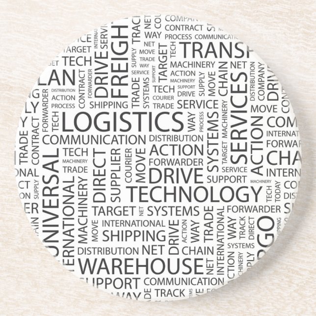 Dessous De Verre En Grès La LOGISTIQUE modèle avec des mots (Devant)