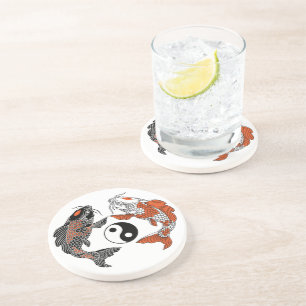 Dessous De Verre En Grès La vie, c'est l'équilibre. Symbole de deux koi et