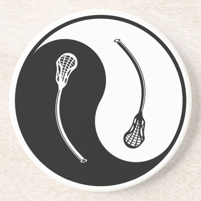 Dessous De Verre En Grès Lacrosse de Yin Yang (Devant)