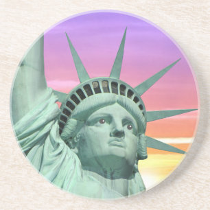 Dessous De Verre En Grès Lady Liberty et Sunrise