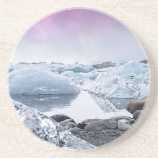 Dessous De Verre En Grès Lagune de glacier de l'Islande