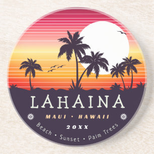 Dessous De Verre En Grès Lahaina Maui Hawaii Retro Sunset Souvenirs 60s