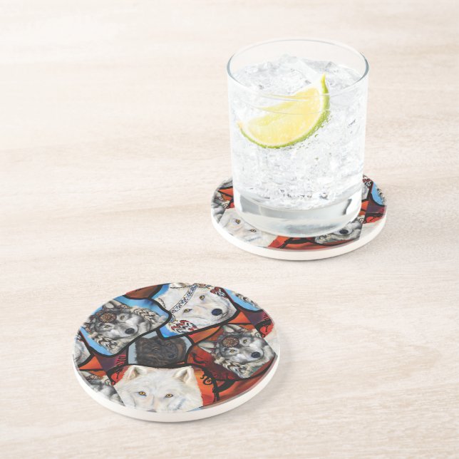 DESSOUS DE VERRE EN GRÈS L'ART DU LOUP DU SUD-OUEST (Côté)