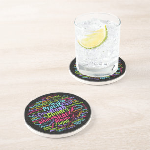 Dessous De Verre En Grès L'art Word coloré brille dans de nombreuses langue