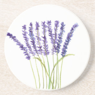 Dessous De Verre En Grès Lavande aquarelle peinture, fleurs violettes