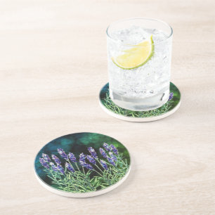 Dessous De Verre En Grès Lavande peinte avec aquarelles