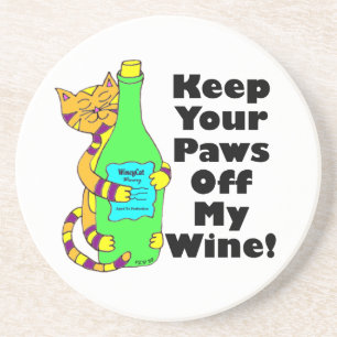 Dessous De Verre En Grès Le chat Winey "gardent vos pattes outre de mon vin