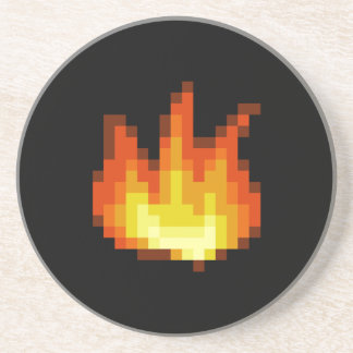 Dessous De Verre En Grès Le feu de Pixeled de 8 bits