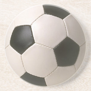 Dessous De Verre En Grès le football blanc noir de 3D Soccerball