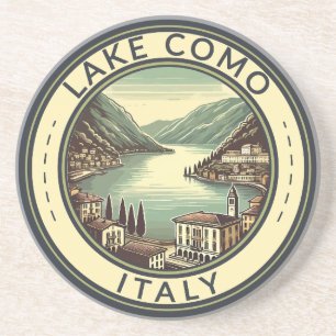 Dessous De Verre En Grès Le lac de Côme Italie Illustration Insigne d'art d