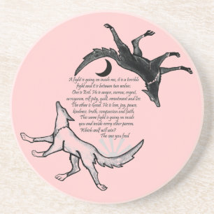 Dessous De Verre En Grès Le loup qui nourrit