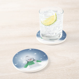 Dessous De Verre En Grès Le personnage de bonhomme de neige de Noël adorabl