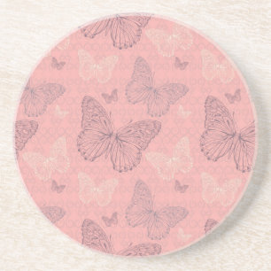 Dessous De Verre En Grès Le rose de papillon