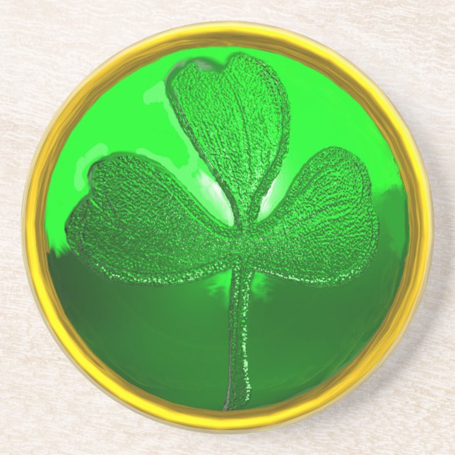 DESSOUS DE VERRE EN GRÈS LE SHAMROCK DE SAINT PATRICK (Devant)